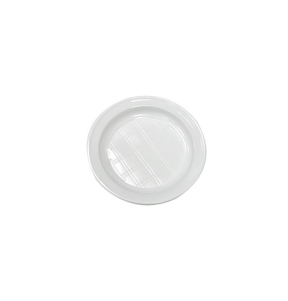 Plato llano de 20.5 cm plastico blanco Paq x 100