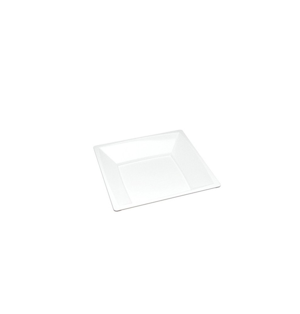 Plato cuadrado plastico de 17 cm color blanco Paq x 24