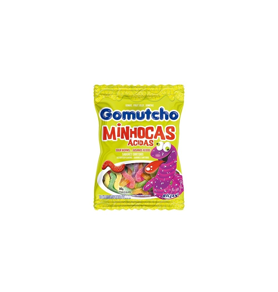 Caramelos Gomas Gomutcho Gusanos acidos 40X80G Riclan