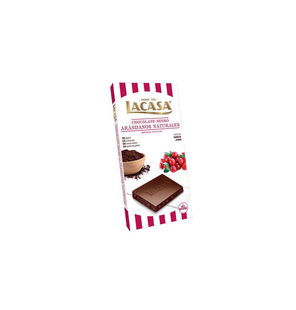 Tableta chocolate negro con arandanos 100 g Lacasa