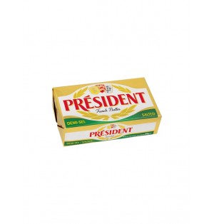 Plaqueta de mantequilla President 200g con sal 80% MG