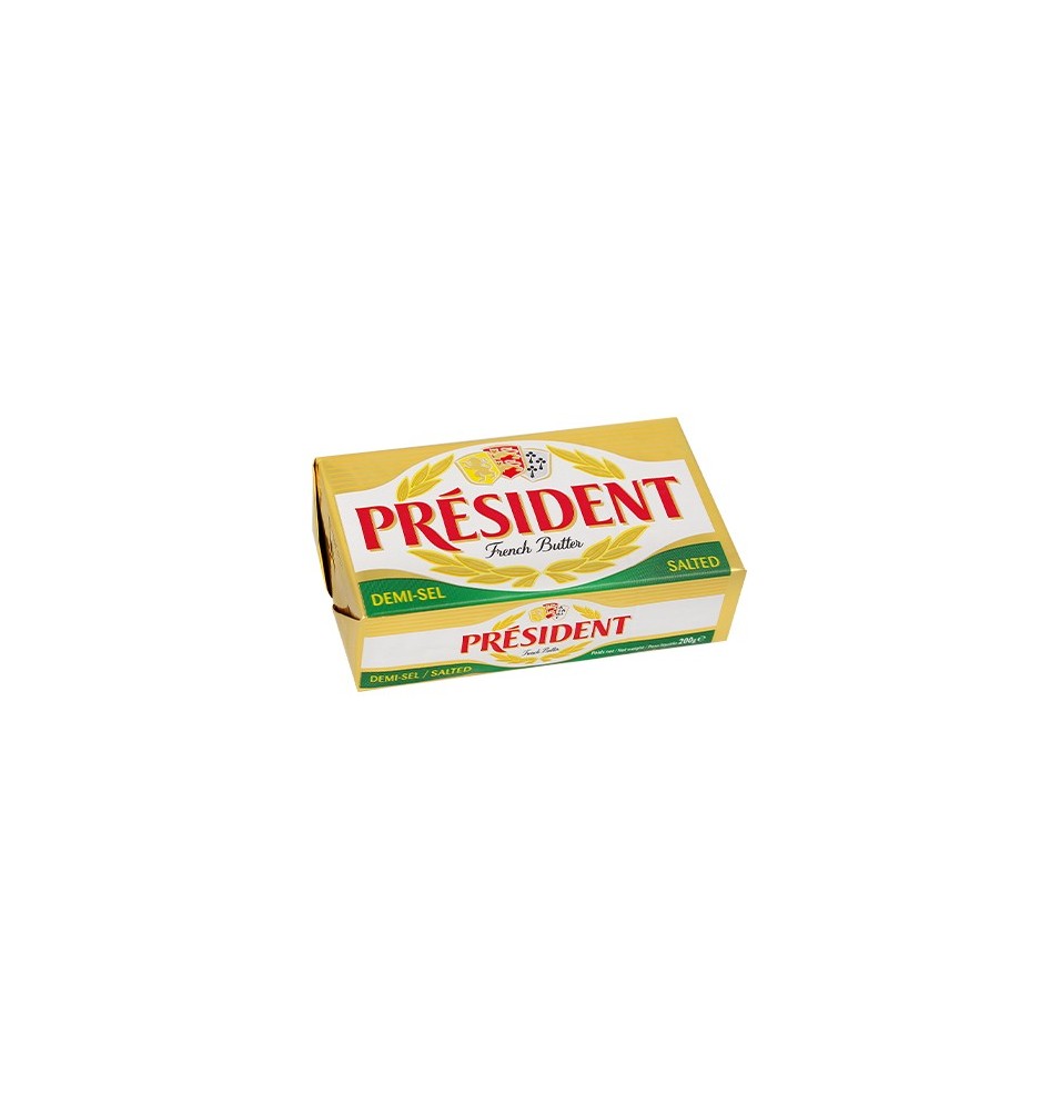 Plaqueta de mantequilla President 200g con sal 80% MG