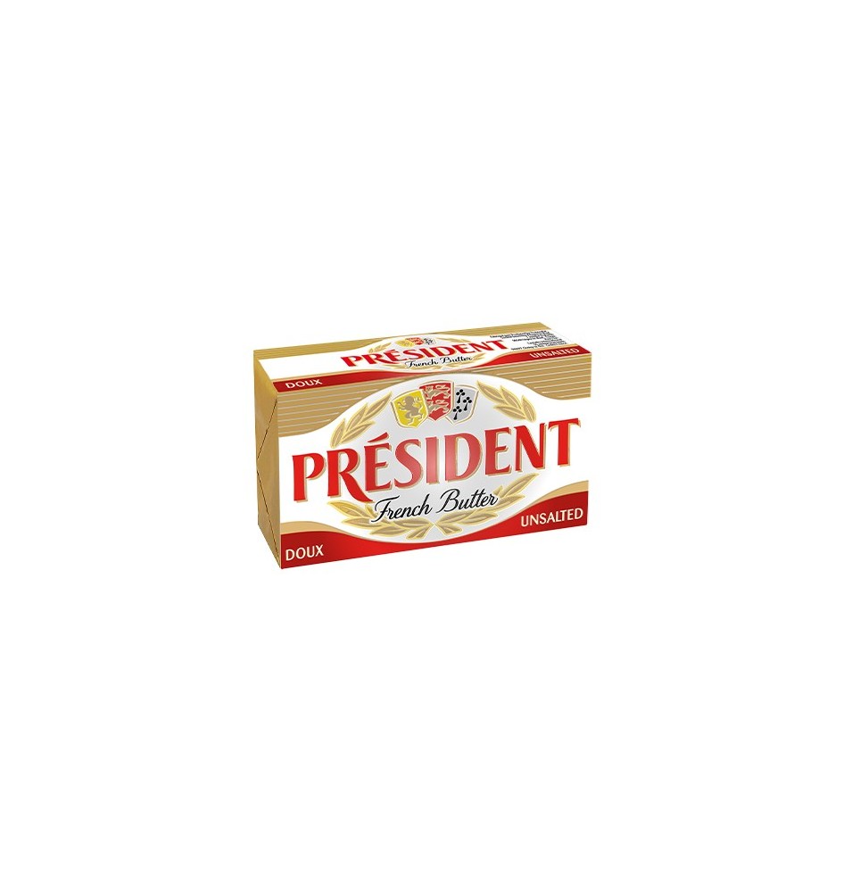 Plaqueta de mantequilla President 200g sin sal 82%MG