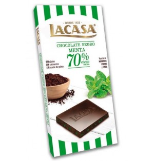 Tableta Chocolate Negro 70%
con Menta 100 g Lacasa